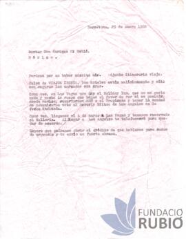 Carta emesa per Fernando Rubió Tudurí a Enrique Tubió Boada