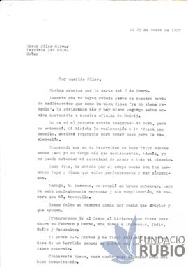 Carta emesa per Fernando Rubió Tudurí a Pilar Olivar