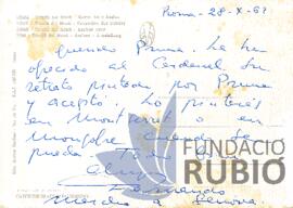 Postal emesa de Fernando Rubió Tudurí a Pere Pruna
