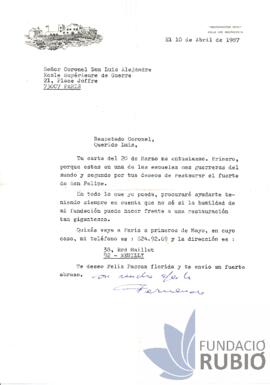 Carta emesa per Fernando Rubió Tudurí a Luis Alejandre