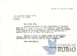 Carta emesa per Fernando Rubió Tudurí a l'Agregat Naval de l'Ambaixada d'Itàlia