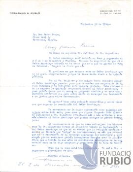 Carta emesa per Fernando Rubió Tudurí a Pere Pruna
