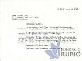 Carta emesa per Fernando Rubió Tudurí a Glòria Rubió