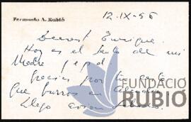Carta emesa de Fernando Rubió a Enrique Rubió Boada