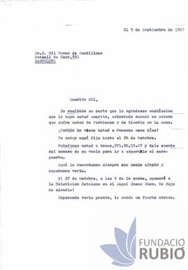 Carta emesa per Fernando Rubió Tudurí a Gil Tovar de Santillana