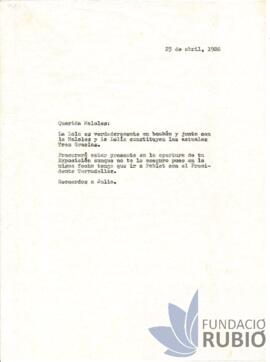 Carta emesa per Fernando Rubió Tudurí a María Dolores Rubió Garcia-Munté