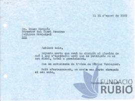Carta emesa per Fernando Rubió Tudurí a Bosco Marquès