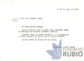 Carta emesa per Fernando Rubió Tudurí a José Luis Terrón Ponce