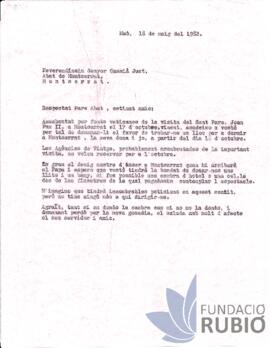 Carta emesa per Fernando Rubió Tudurí a Cassià Just