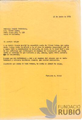 Carta emesa per Fernando Rubió Tudurí a Zourab Tchkotoua