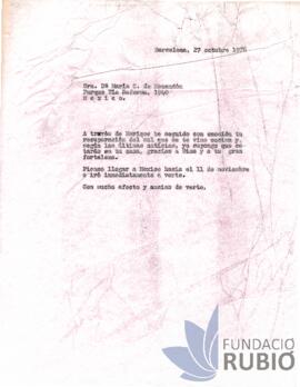 Carta emesa per Fernando Rubió Tudurí a María C. de Escandón