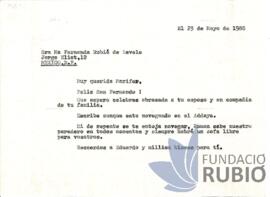 Carta emesa per Fernando Rubió Tudurí a Mª Fernanda Rubió de Ravelo