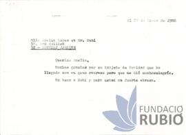 Carta emesa per Fernando Rubió Tudurí a Amelia López