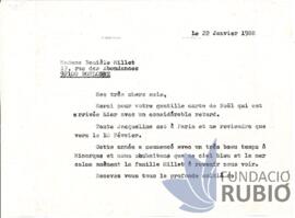Carta emesa per Fernando Rubió Tudurí a Danièle Millet