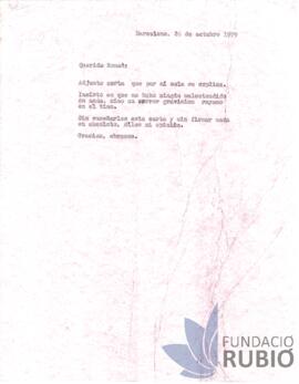 Carta emesa per Fernando Rubió Tudurí a Román Bustamante