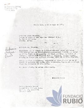 Carta emesa per Fernando Rubió Tudurí a Henri Brusick