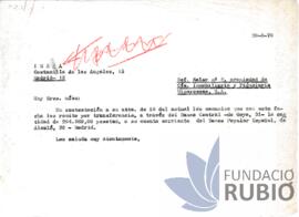 Carta emesa per Fernando Rubió Tudurí a IMESA