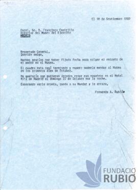 Carta emesa per Fernando Rubió Tudurí a Francisco Castrillo