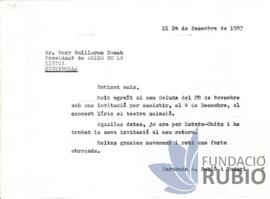 Carta emesa per Fernando Rubió Tudurí a Guillermo Bosch