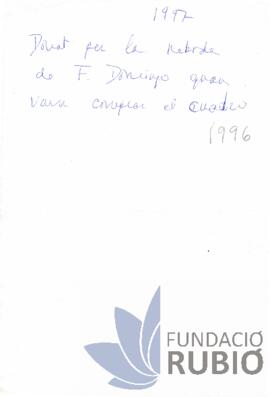 Carta emesa per Fernando Rubió Tudurí a Francesc Domingo