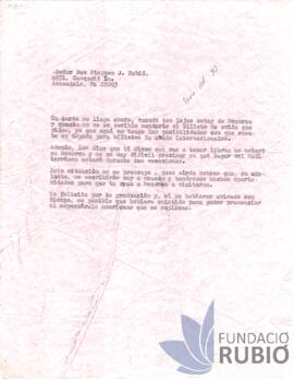 Carta emesa per Fernando Rubió Tudurí a Stephen Rubió