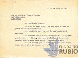 Carta emesa per Fernando Rubió Tudurí a Ma. Luisa Taronji Orfila