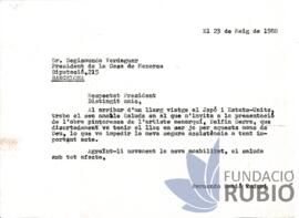 Carta emesa per Fernando Rubió Tudurí a Segismundo Verdaguer
