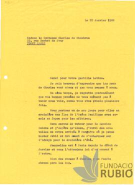 Carta emesa per Fernando Rubió Tudurí a Comtessa Charles de Chambrun