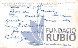 Postal emesa per Fernando Rubió Tudurí a Pere Pruna