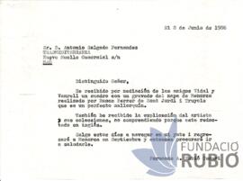 Carta emesa per Fernando Rubió Tudurí a Antonio Salgado Fernández