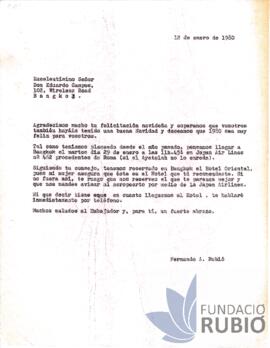 Carta emesa per Fernando Rubió Tudurí a Eduardo Campos
