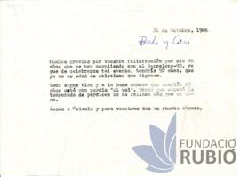 Carta emesa per Fernando Rubió Tudurí a Enric Roselló Rubió