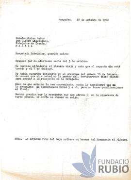 Carta emesa per Fernando Rubió Tudurí a Cleofé Liquiniano