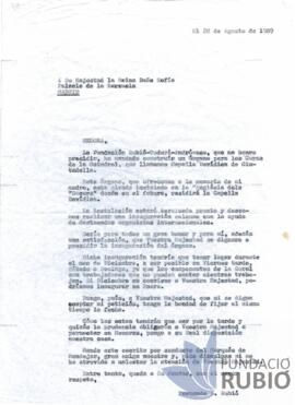 Carta emesa per Fernando Rubió Tudurí a la Reina Sofía
