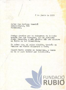 Carta emesa per Fernando Rubió Tudurí a Enric Roselló Pons
