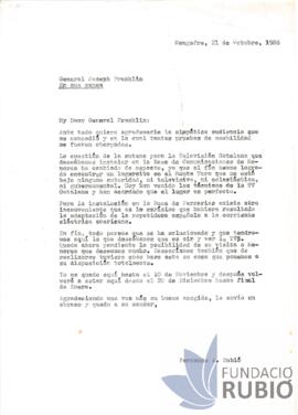 Carta emesa per Fernando Rubió Tudurí a Joseph Franklin