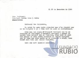 Carta emesa per Fernando Rubió Tudurí a Ester Riudavets