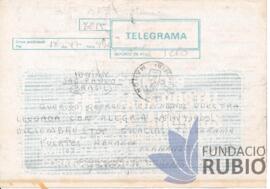 Telegrama emès per Fernando Rubió Tudurí a Georges Theotoky
