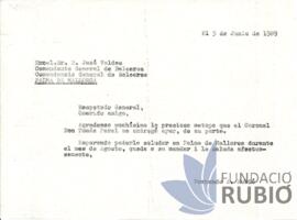 Carta emesa per Fernando Rubió Tudurí a José Valdés