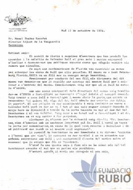 Carta emesa per Fernando Rubió Tudurí a Manel Ibáñez Escofet