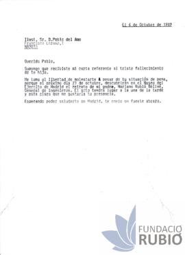 Carta emesa per Fernando Rubió Tudurí a Pablo del Amo