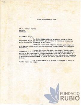 Carta emesa per Fernando Rubió Tudurí a Marcial Rivera