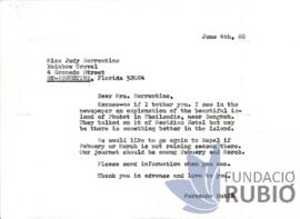 Carta emesa per Fernando Rubió Tudurí a Judy Sorrentino