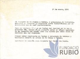 Carta emesa per Fernando Rubió Tudurí a (no apareix cap nom)