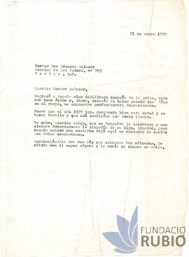 Carta emesa per Fernando Rubió Tudurí a Eduardo Salazar