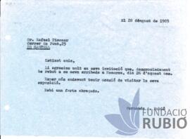 Carta emesa per Fernando Rubió Tudurí a Rafael Timoner