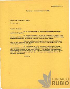 Carta emesa per Fernando Rubió Tudurí a Nicolau M. Rubió Tudurí