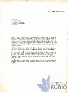 Carta emesa per Fernando Rubió Tudurí a E. J. Goumas