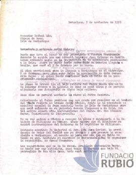 Carta emesa per Fernando Rubió Tudurí a Rafael Lim