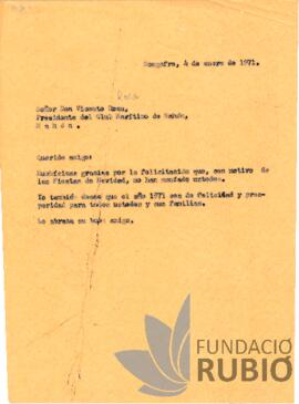 Carta emesa per Fernando Rubió Tudurí a Vicente Roca